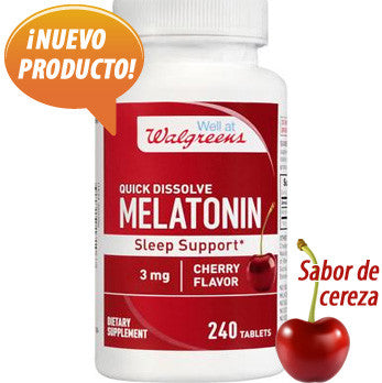 Melatonina 3 mg a liberacion rapida a sabor de cereza - 240 tabletas de Walgreens