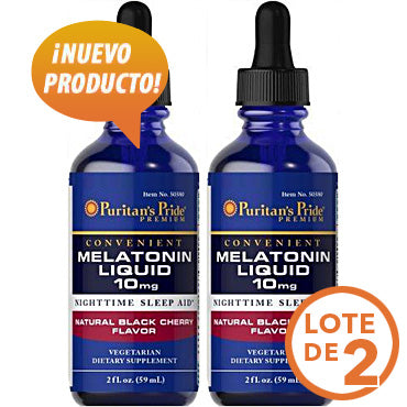 Melatonina Liquida 10 mg acción rápida - sabor a cereza negra - Lote de 2X 59 mL de Puritan